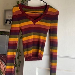 Cute fall striped sweater v neck